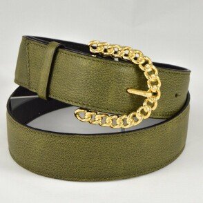 Ceinture reversible femme Kaki nuancé / Noir